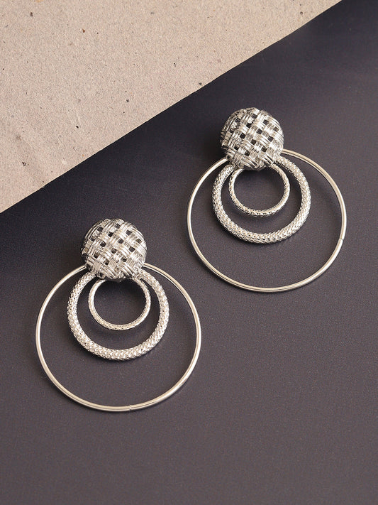 SILVER PLATED PARTY DESIGNER STONE DROP EARRING FOR WOMEN