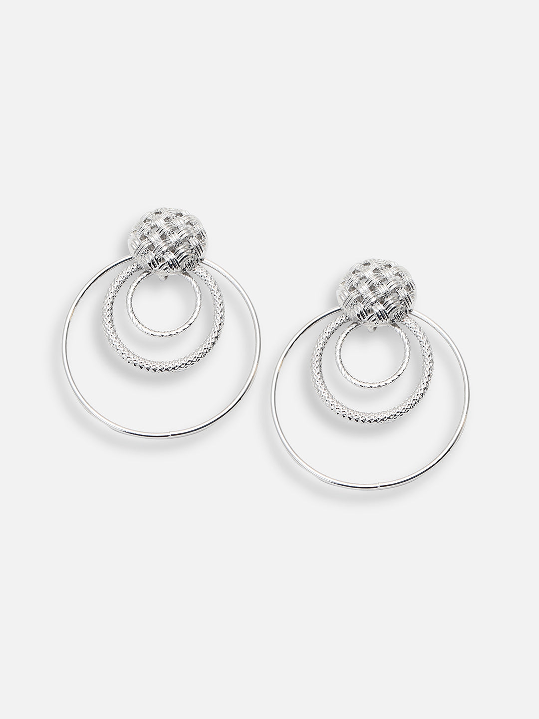 SILVER PLATED PARTY DESIGNER STONE DROP EARRING FOR WOMEN