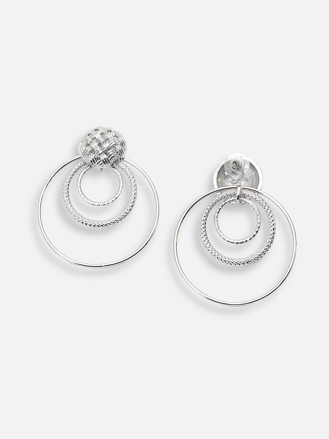 SILVER PLATED PARTY DESIGNER STONE DROP EARRING FOR WOMEN