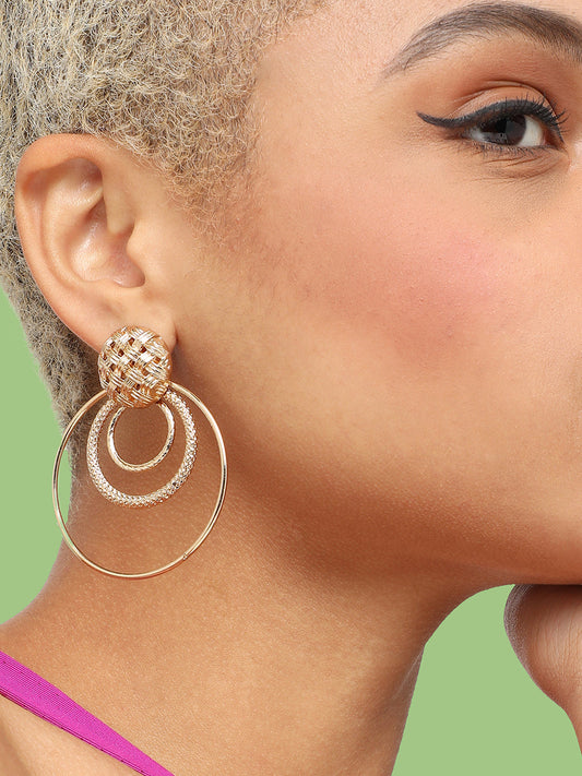 GOLD PLATED PARTY DESIGNER STONE DROP EARRING FOR WOMEN