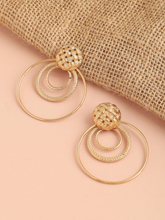 GOLD PLATED PARTY DESIGNER STONE DROP EARRING FOR WOMEN