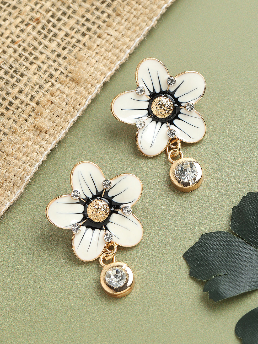 GOLD PLATED PARTY DESIGNER STONE DROP EARRING FOR WOMEN