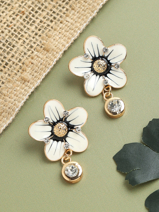 GOLD PLATED PARTY DESIGNER STONE DROP EARRING FOR WOMEN