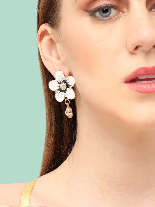 GOLD PLATED PARTY DESIGNER STONE DROP EARRING FOR WOMEN