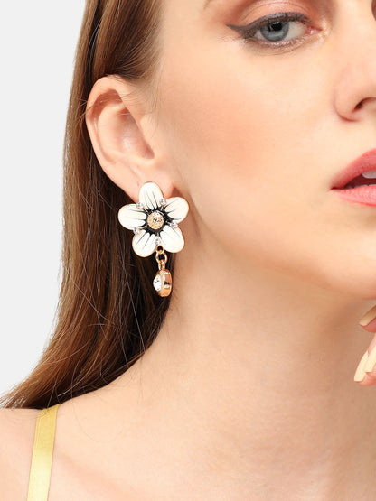 GOLD PLATED PARTY DESIGNER STONE DROP EARRING FOR WOMEN