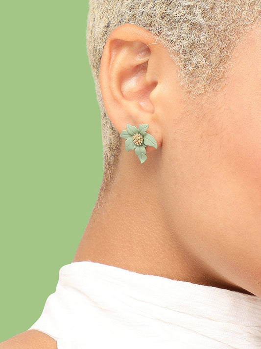 GOLD PLATED PARTY DESIGNER STONE STUD FOR WOMEN