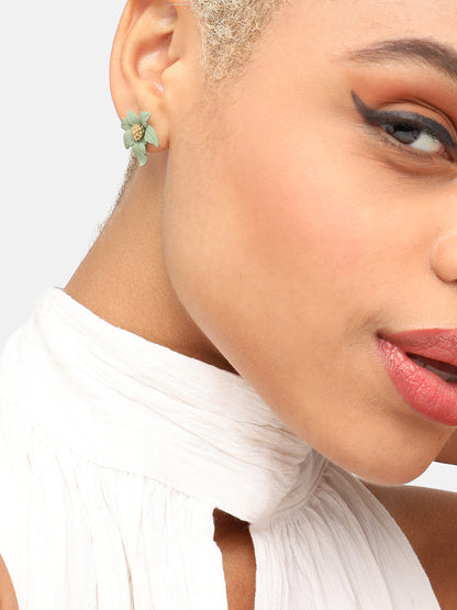 GOLD PLATED PARTY DESIGNER STONE STUD FOR WOMEN