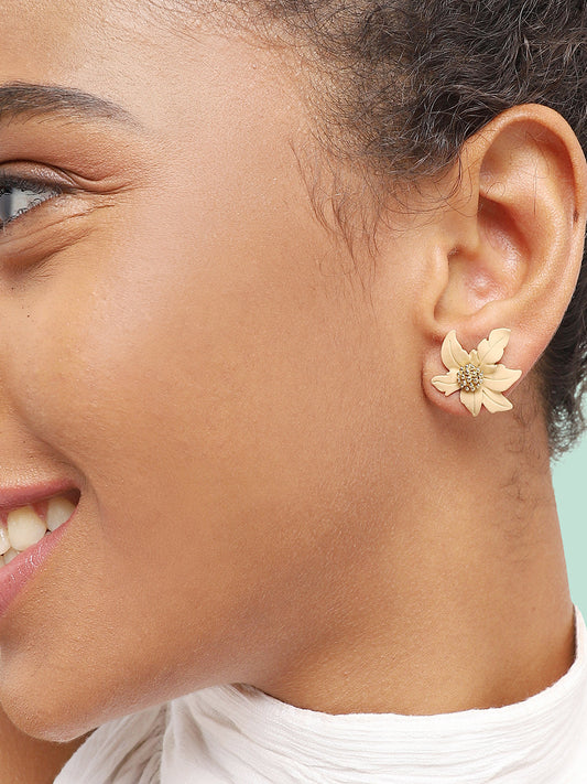 GOLD PLATED PARTY DESIGNER STONE STUD FOR WOMEN