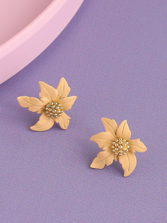 GOLD PLATED PARTY DESIGNER STONE STUD FOR WOMEN