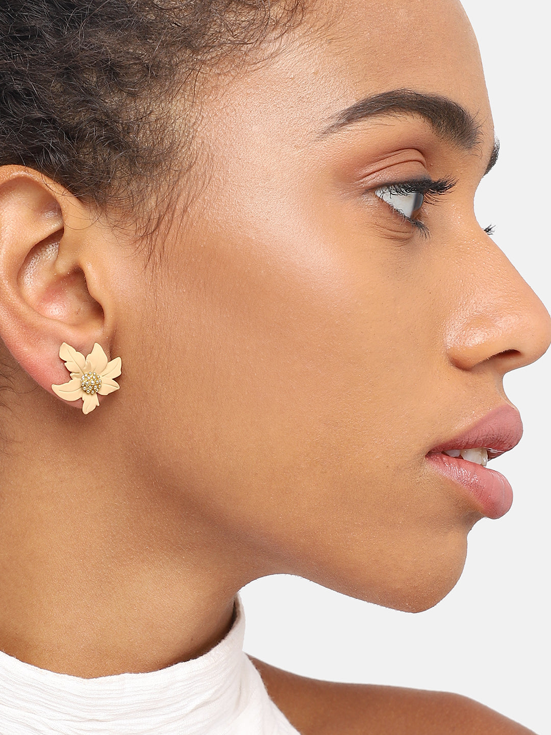 GOLD PLATED PARTY DESIGNER STONE STUD FOR WOMEN