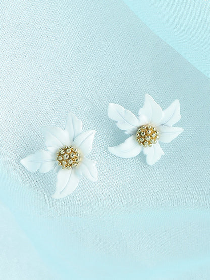 GOLD PLATED PARTY DESIGNER STONE STUD FOR WOMEN