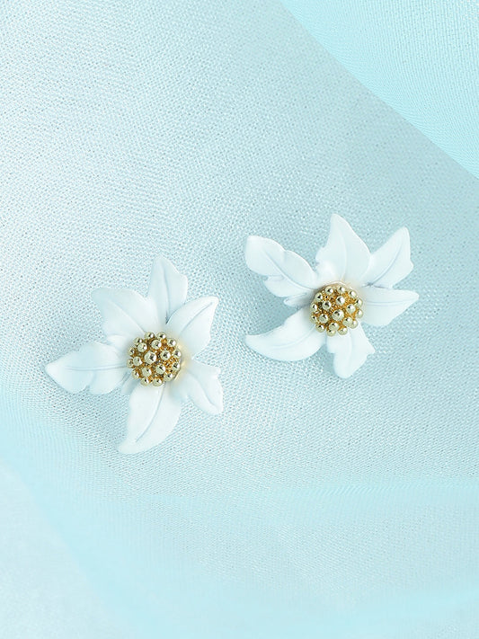 GOLD PLATED PARTY DESIGNER STONE STUD FOR WOMEN