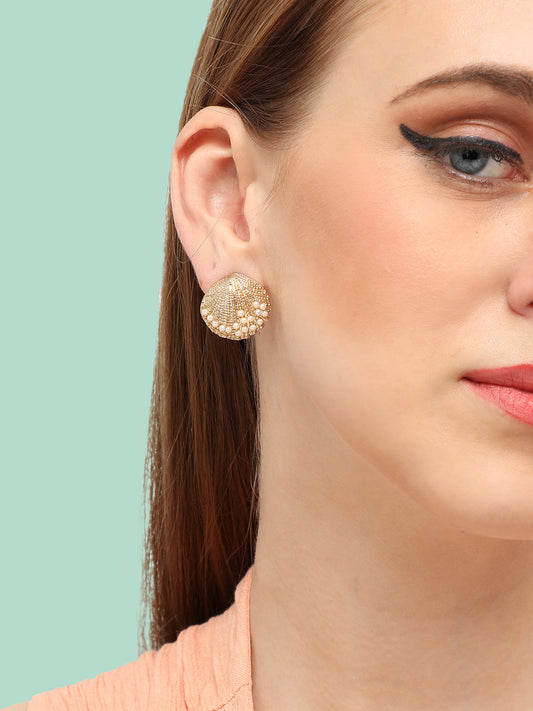 GOLD PLATED PARTY DESIGNER STONE STUD FOR WOMEN