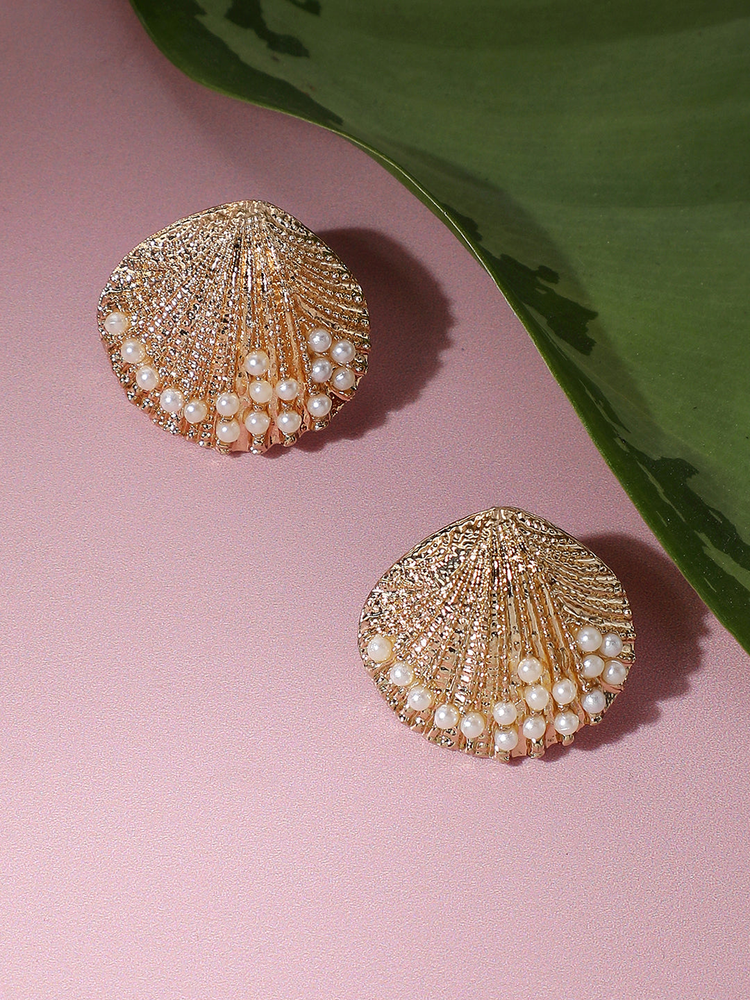 GOLD PLATED PARTY DESIGNER STONE STUD FOR WOMEN