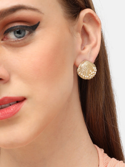 GOLD PLATED PARTY DESIGNER STONE STUD FOR WOMEN