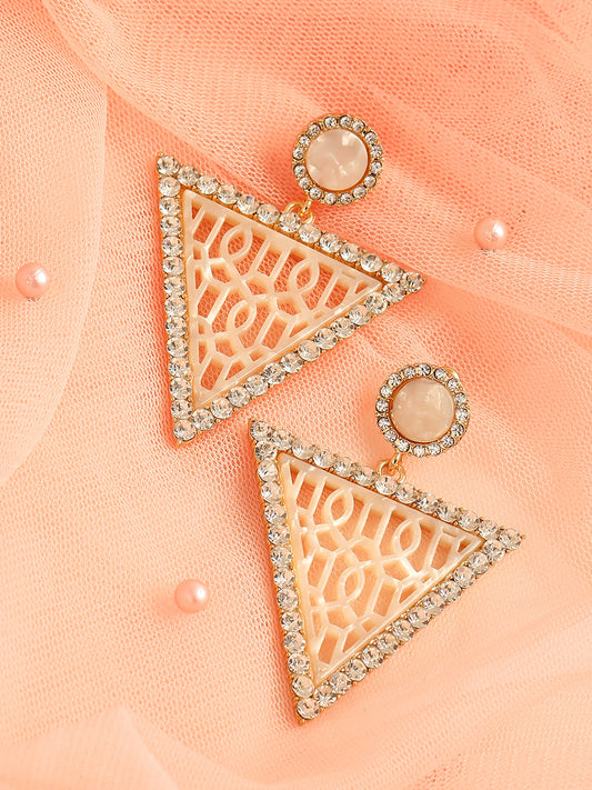 GOLD PLATED PARTY DESIGNER STONE DROP EARRING FOR WOMEN
