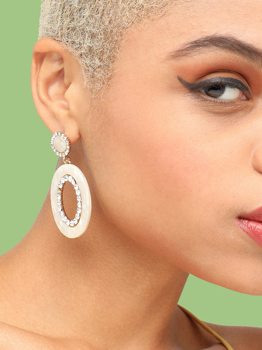 GOLD PLATED PARTY DESIGNER STONE DROP EARRING FOR WOMEN