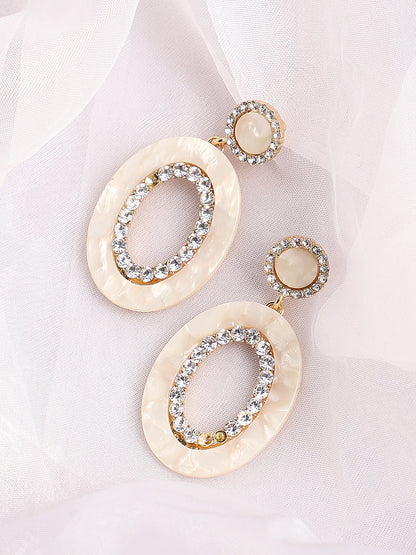GOLD PLATED PARTY DESIGNER STONE DROP EARRING FOR WOMEN