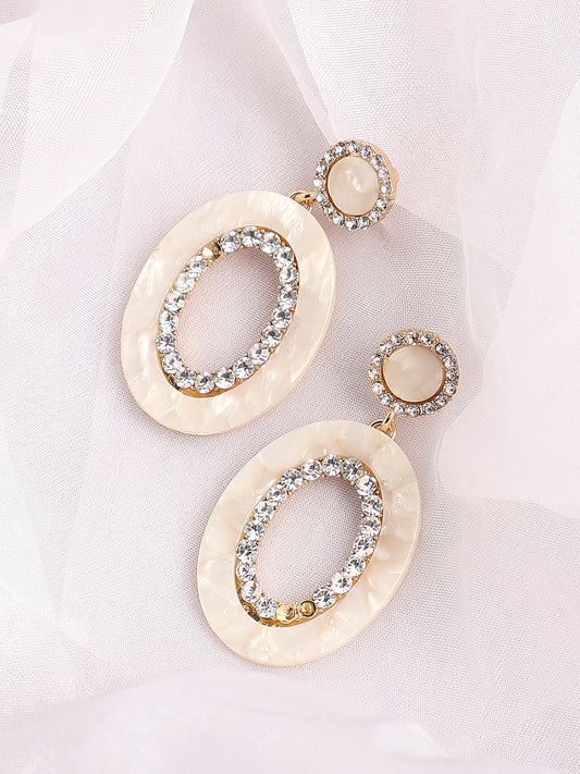 GOLD PLATED PARTY DESIGNER STONE DROP EARRING FOR WOMEN