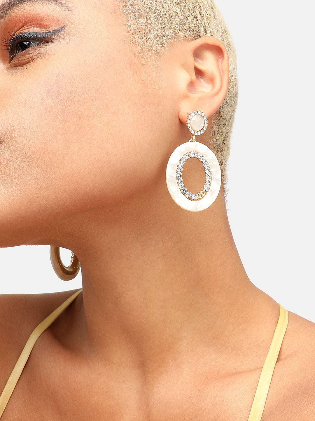 GOLD PLATED PARTY DESIGNER STONE DROP EARRING FOR WOMEN