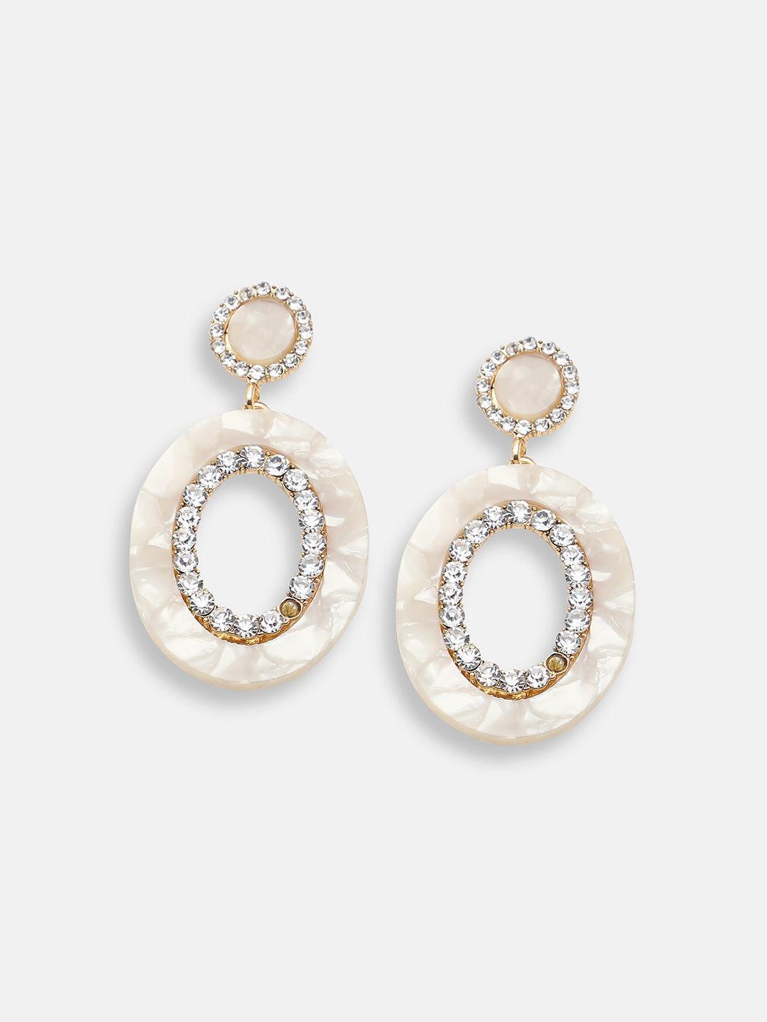 GOLD PLATED PARTY DESIGNER STONE DROP EARRING FOR WOMEN
