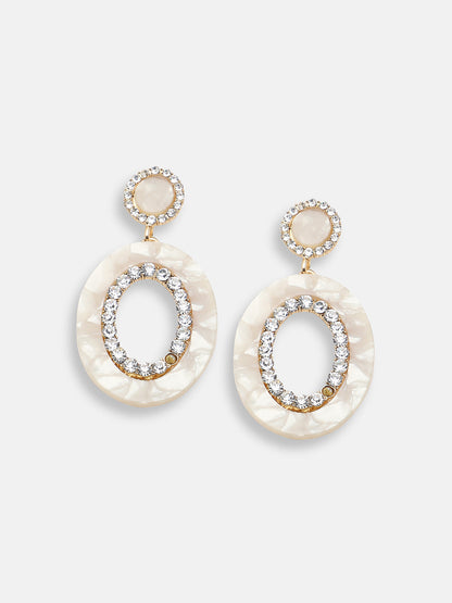 GOLD PLATED PARTY DESIGNER STONE DROP EARRING FOR WOMEN