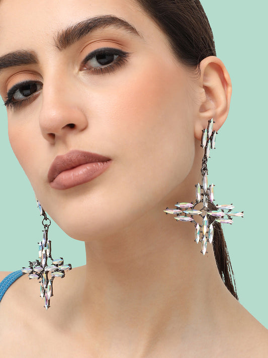 Gold Plated Party Designer Stone Drop Earring For Women