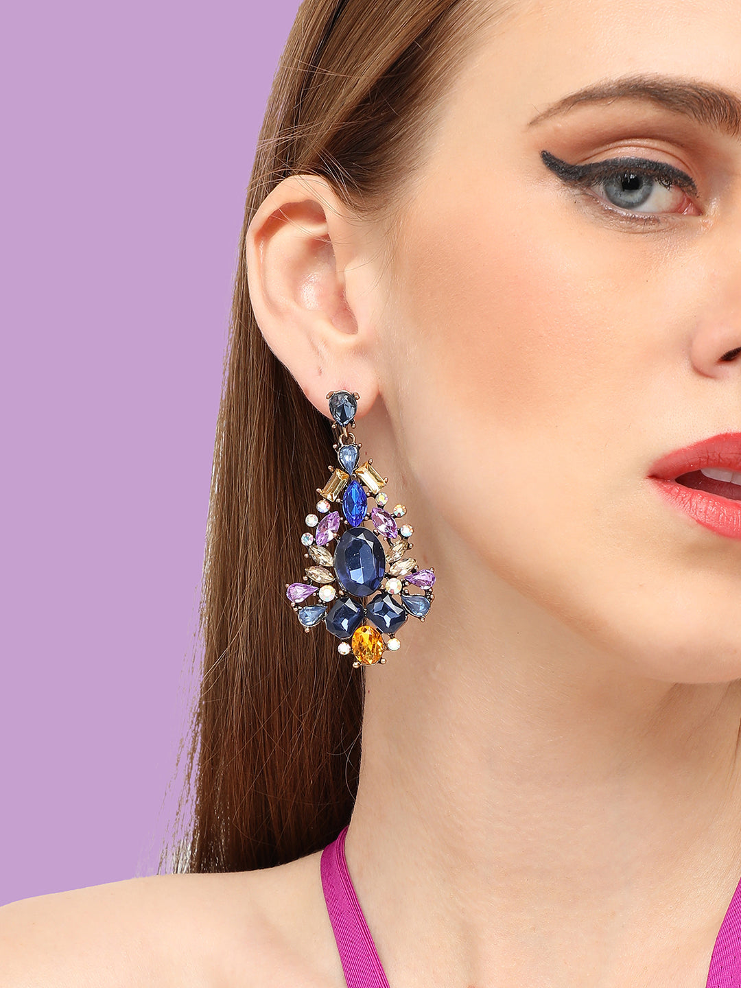 Blue Cascade Drop Earrings