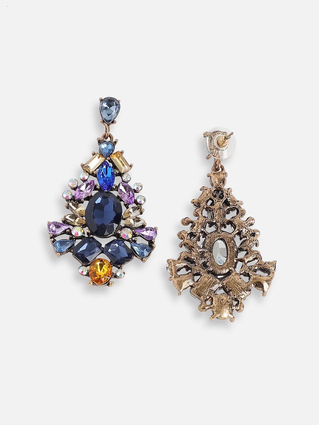GOLD PLATED PARTY DESIGNER STONE DROP EARRING FOR WOMEN