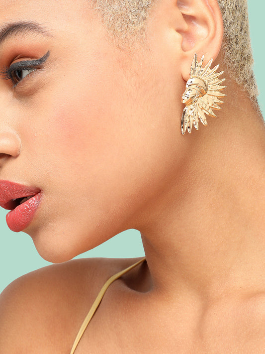 GOLD PLATED PARTY DESIGNER STUD FOR WOMEN