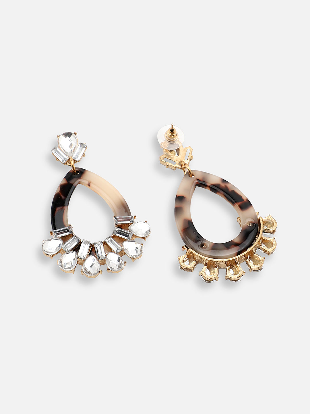 GOLD PLATED PARTY DESIGNER STONE DROP EARRING FOR WOMEN