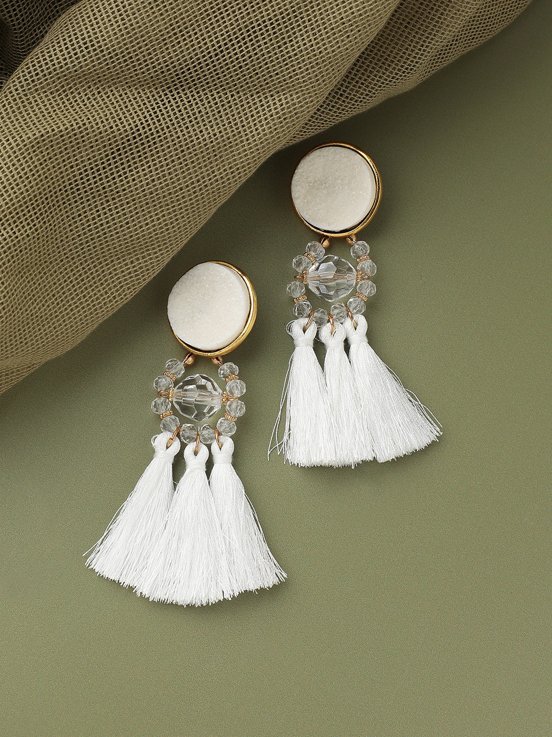 GOLD PLATED PARTY DESIGNER STONE DROP EARRING FOR WOMEN
