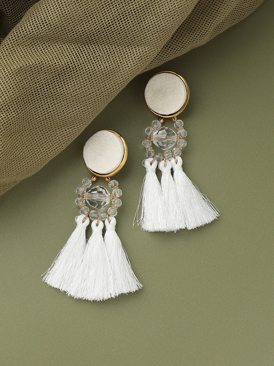 GOLD PLATED PARTY DESIGNER STONE DROP EARRING FOR WOMEN