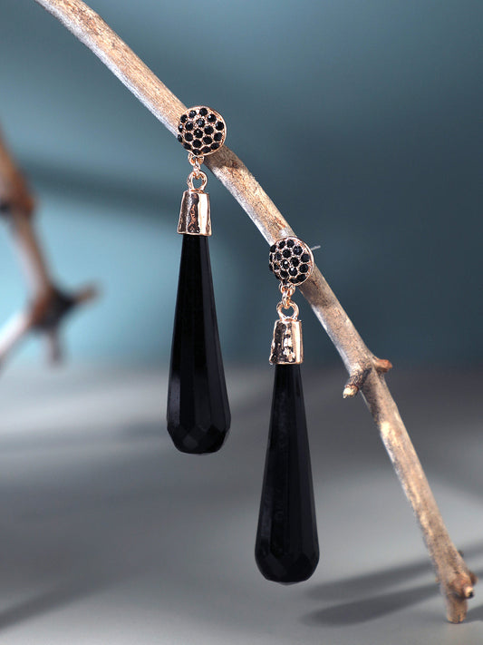 GOLD PLATED PARTY DESIGNER STONE DROP EARRING FOR WOMEN