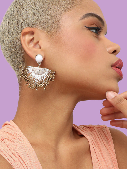 GOLD PLATED PARTY DESIGNER STONE DROP EARRING FOR WOMEN