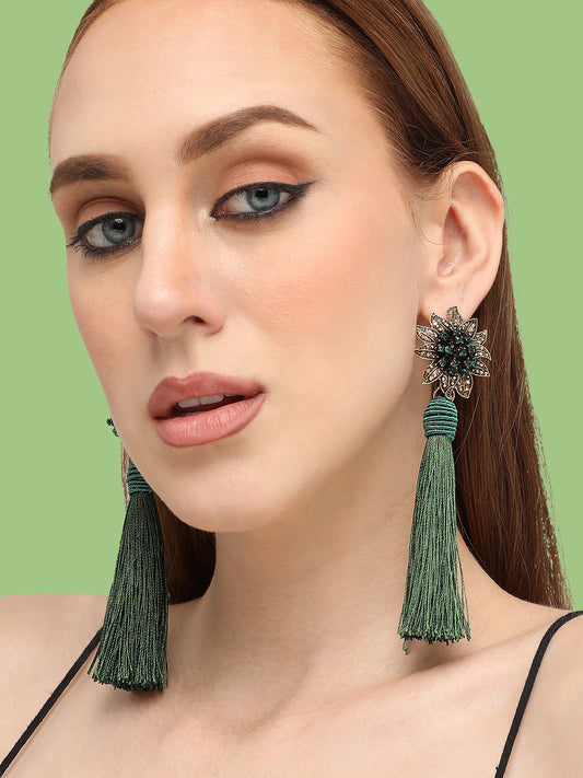 GOLD PLATED PARTY DESIGNER STONE DROP EARRING FOR WOMEN