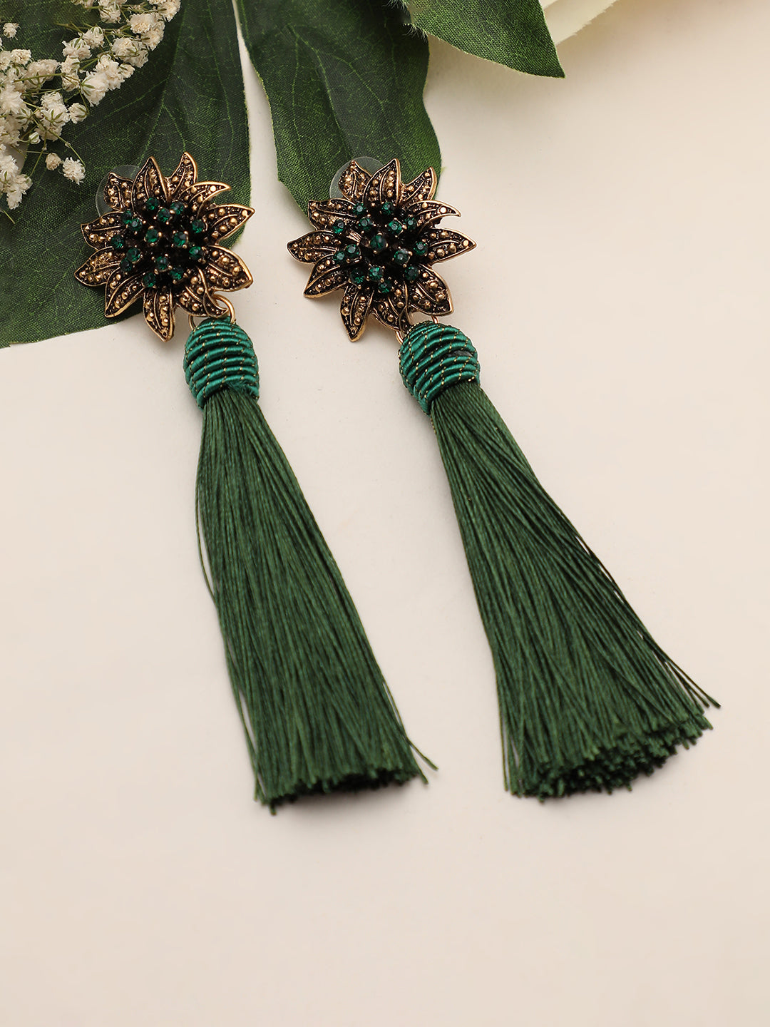 GOLD PLATED PARTY DESIGNER STONE DROP EARRING FOR WOMEN