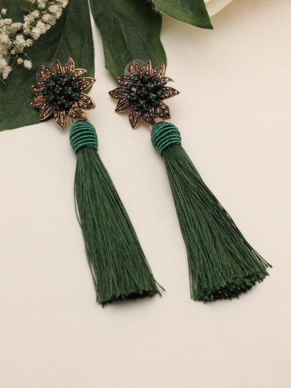 GOLD PLATED PARTY DESIGNER STONE DROP EARRING FOR WOMEN