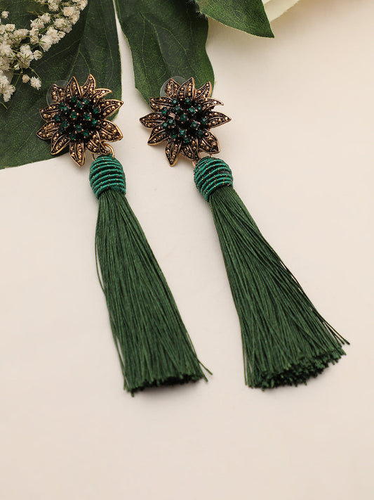 GOLD PLATED PARTY DESIGNER STONE DROP EARRING FOR WOMEN