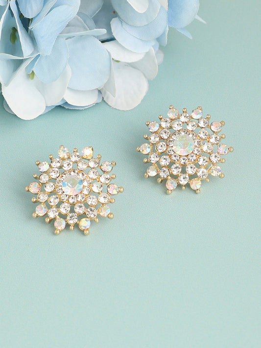 SILVER PLATED PARTY DESIGNER STONE STUD FOR WOMEN