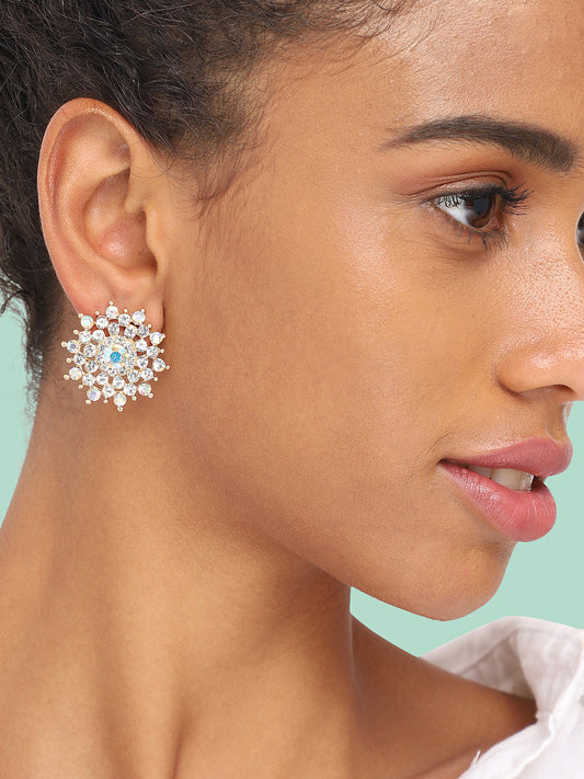 SILVER PLATED PARTY DESIGNER STONE STUD FOR WOMEN