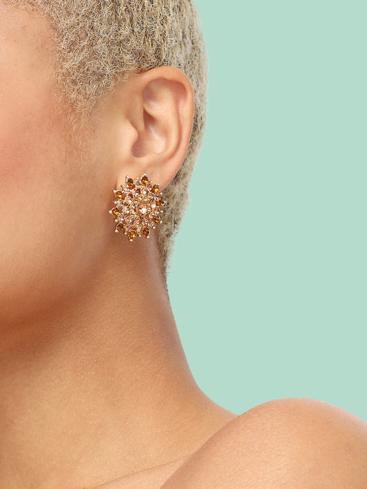 GOLD PLATED PARTY DESIGNER STONE STUD FOR WOMEN