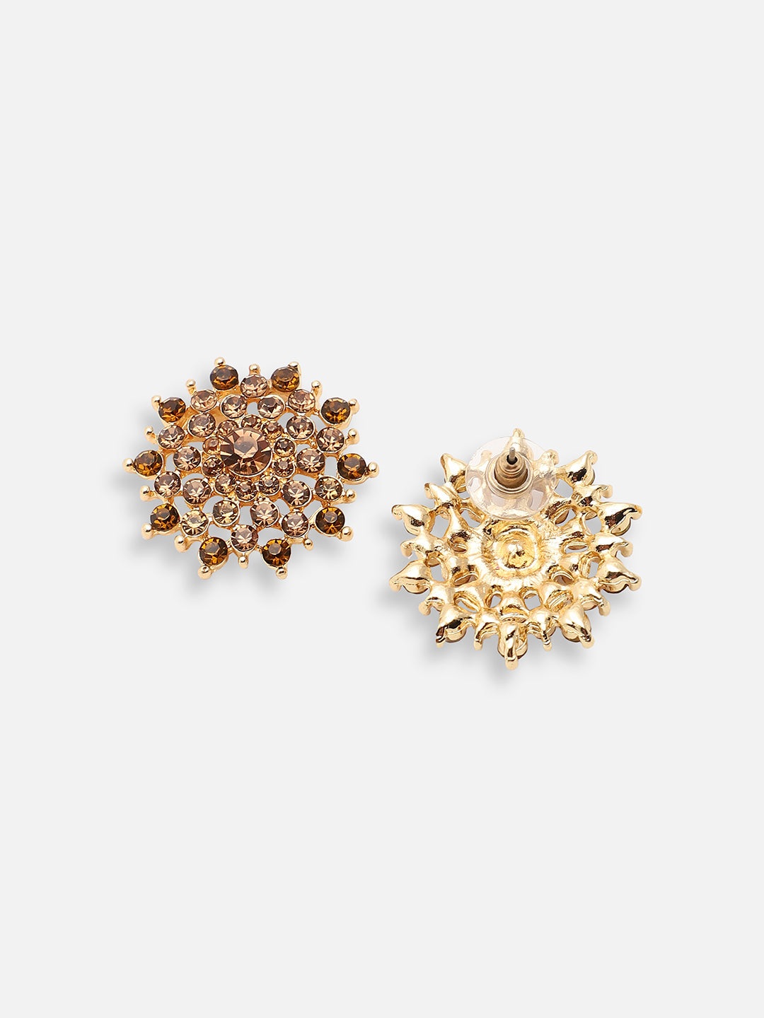 GOLD PLATED PARTY DESIGNER STONE STUD FOR WOMEN