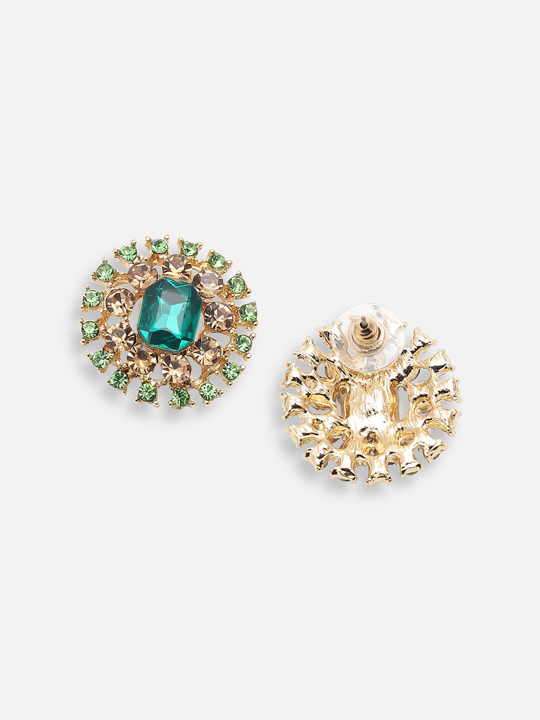 GOLD PLATED PARTY DESIGNER STONE STUD FOR WOMEN