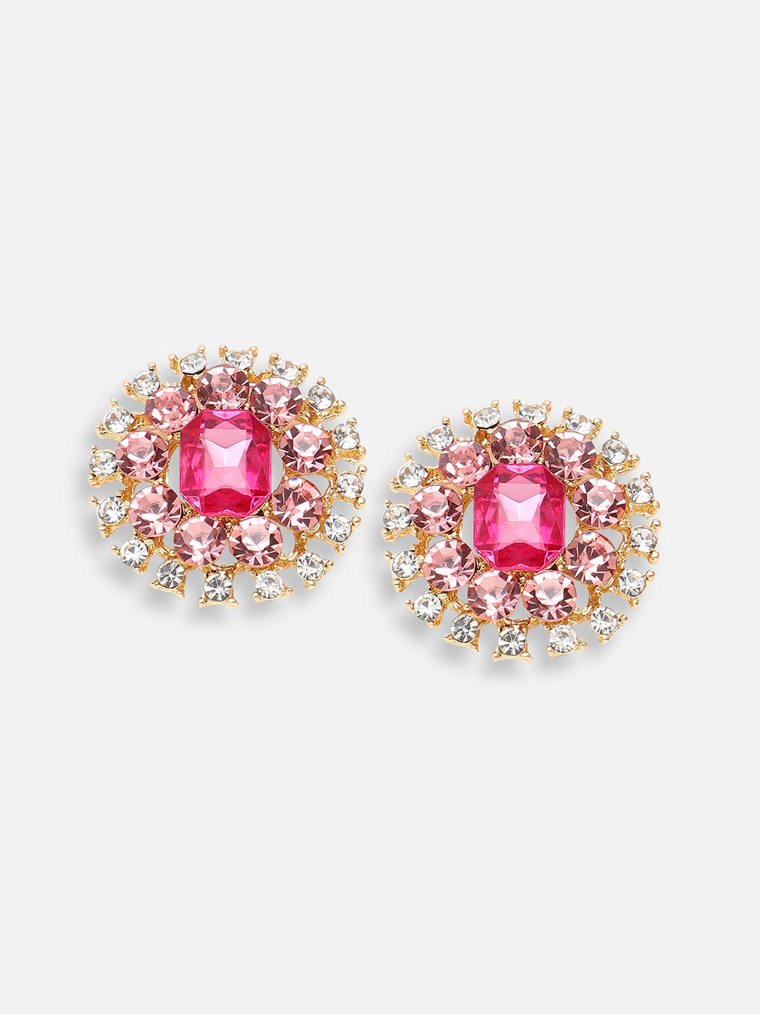 GOLD PLATED PARTY DESIGNER STONE STUD FOR WOMEN