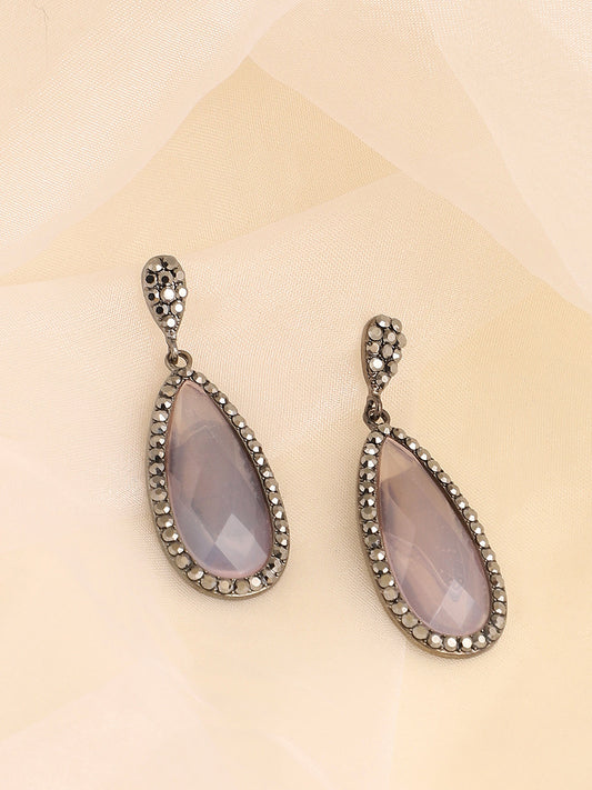 GOLD PLATED PARTY DESIGNER STONE DROP EARRING FOR WOMEN