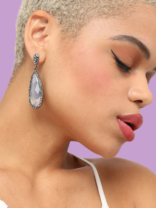 GOLD PLATED PARTY DESIGNER STONE DROP EARRING FOR WOMEN