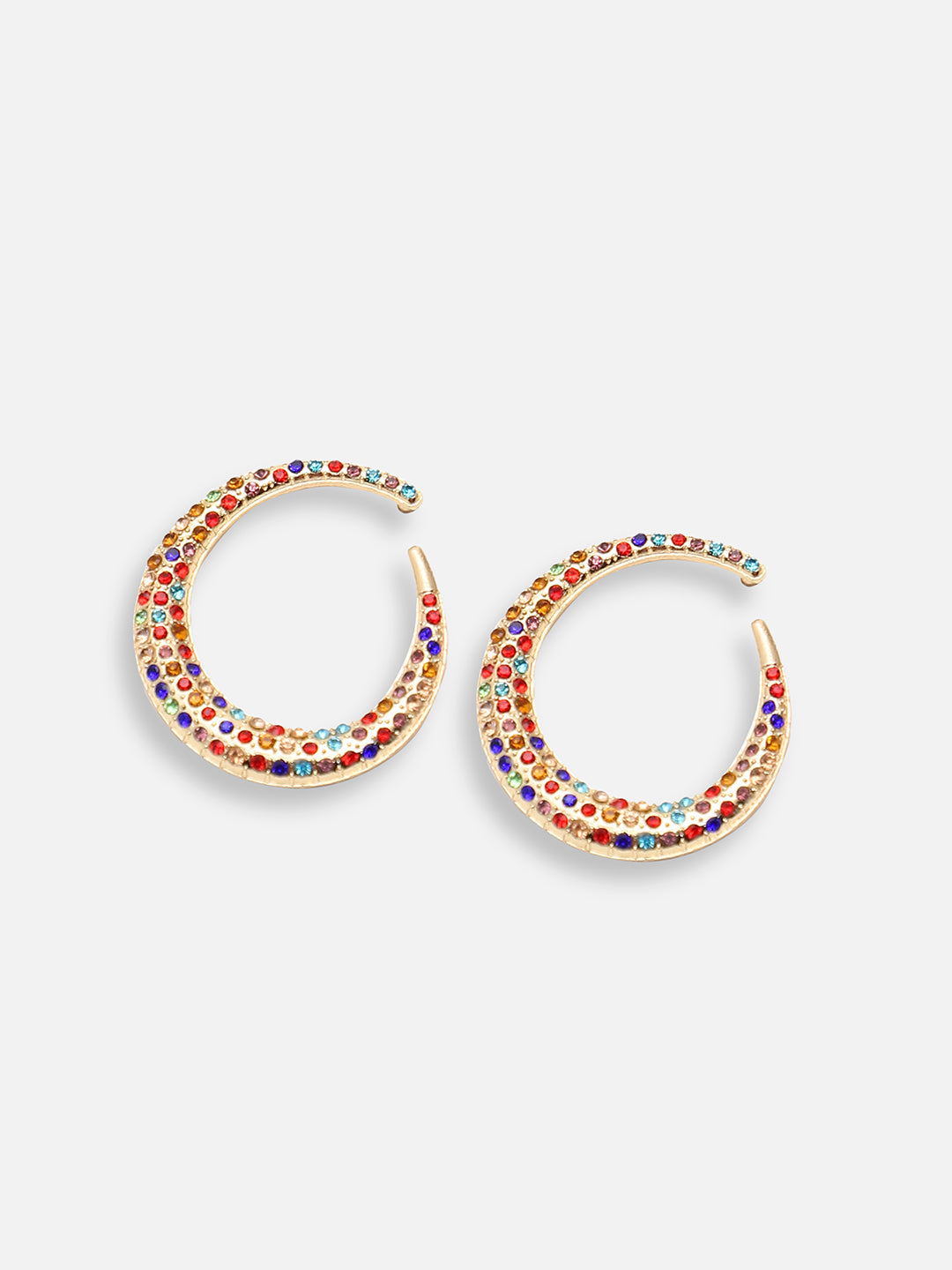 GOLD PLATED PARTY DESIGNER STONE HOOP EARRING FOR WOMEN