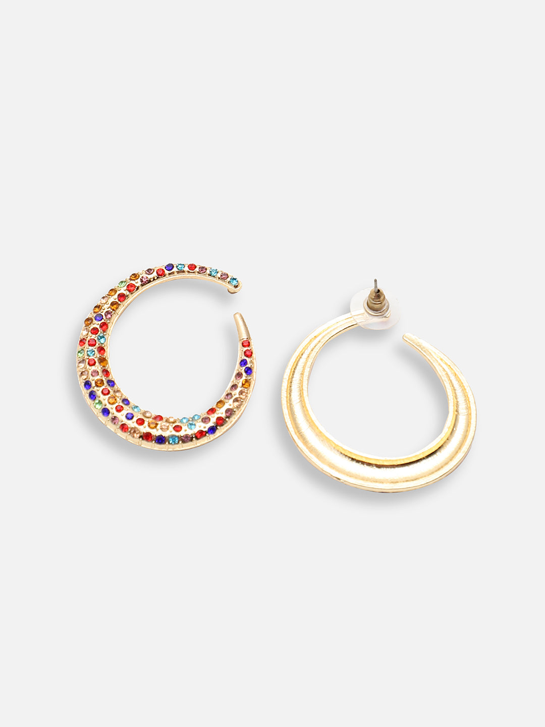 GOLD PLATED PARTY DESIGNER STONE HOOP EARRING FOR WOMEN