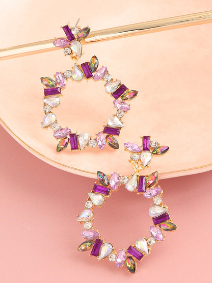 GOLD PLATED PARTY DESIGNER STONE DROP EARRING FOR WOMEN